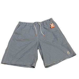 Psycho Bunny Men's Swim Trunks Striped Board Shorts 1XLT Orange‎ Skull